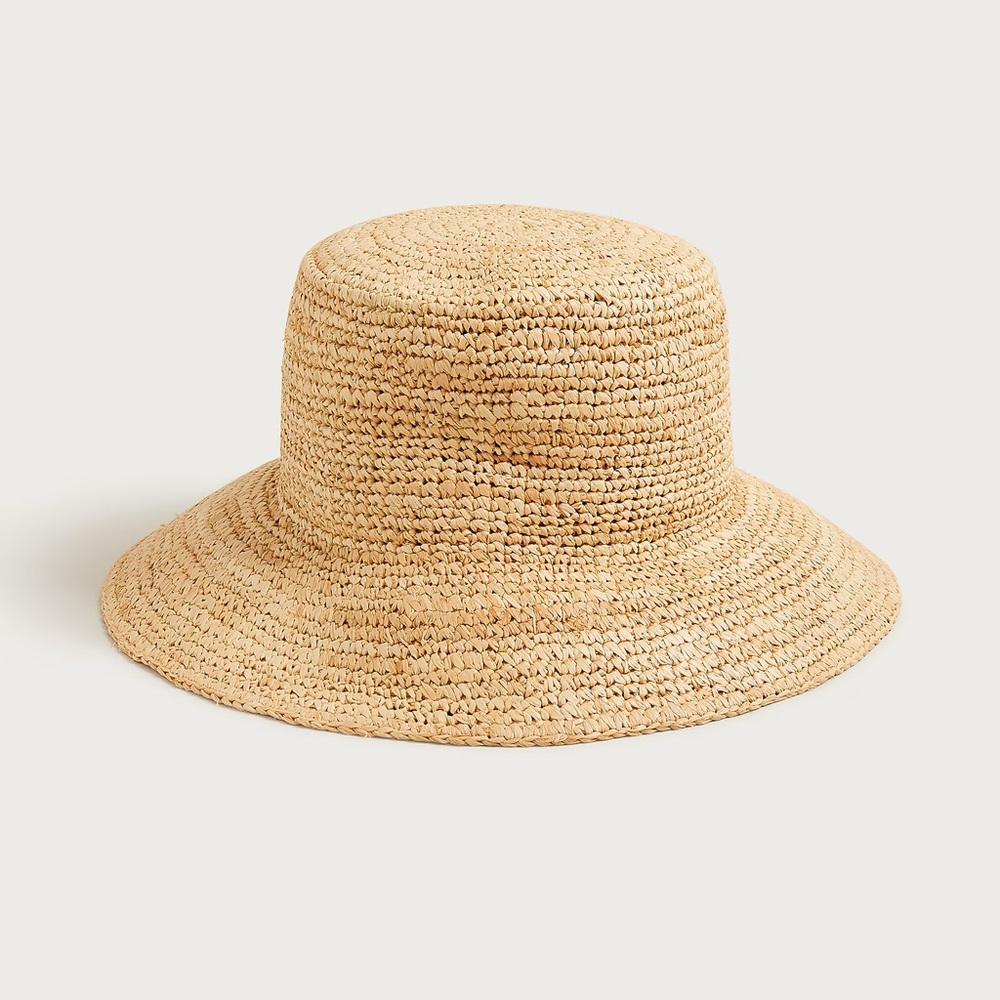 J. Crew Wide-brim raffia bucket hat in size S/M